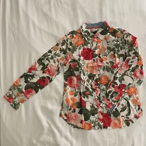 Talbots Printed Roses Button Up Shirt